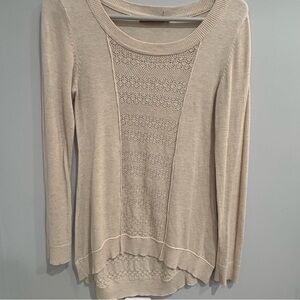 Belldini Cream Crew Neck Sweater with Knit Texture